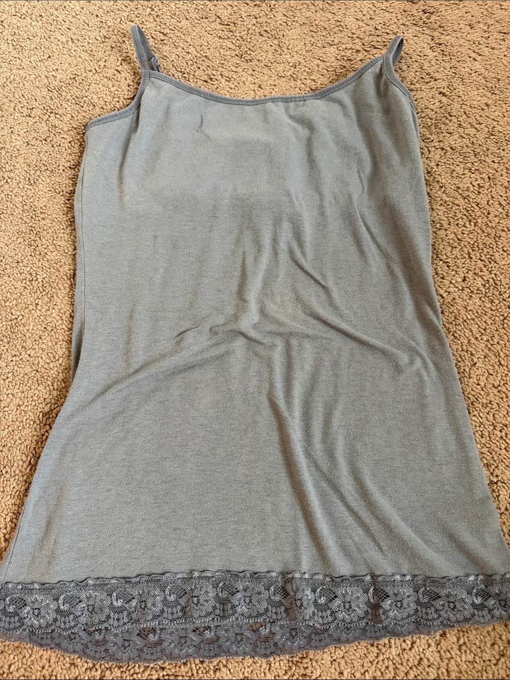 Derek Heart Gray Lace-Hem Slip Camisole